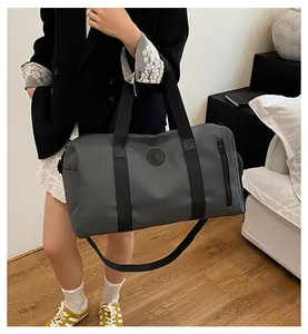Grey large capacity gym bag with dry and wet separation for travel and business