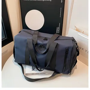 Large capacity navy blue gym bag for travel made of durable waterproof oxford fabric