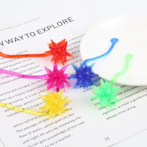 Detail view of colorful soft rubber sticky meteor hammer toys for stress relief