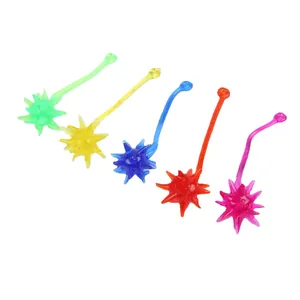 Colorful sticky star flail toys made of soft stretchy rubber in five vibrant colors