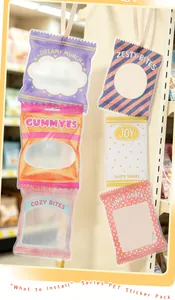 Decorative PET sticker pack featuring cute snack bag designs for DIY journaling.