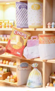 Creative snack bag shaped PET stickers for scrapbooking and DIY decoration crafts