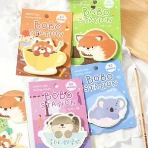 NOTE FOR BOBO Station Series Cute Animal Sticky Notes Fluffy Fox Sleepy Koala Cup Bear Rolling Otter Memo Pad School Office Stationery