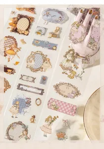 Close-up of vintage PET die-cut tape with Sweet Dream Fairy Tale illustrations.