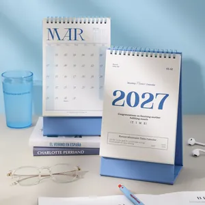 Calendario da Tavolo Minimalista Coreano 2027 Planner Mensile Rilegato a Spirale Ornamento da Scrivania per Ufficio Casa Studio