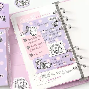 Cute purple cartoon doodle memo pads for journaling with animal illustrations