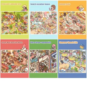 Pegatinas de paisajes DIY serie 15.0 Senyu Senxiang con 6 temas de dibujos animados