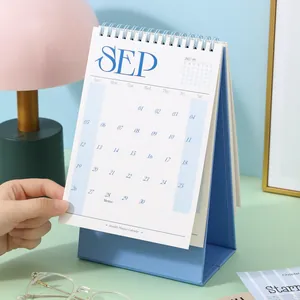 Calendario da tavolo coreano minimalista 2027 blu per la pianificazione dell'ufficio