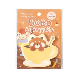 NOTE FOR Bobo Station series cute red panda in a teacup shaped sticky notes 30 sheets