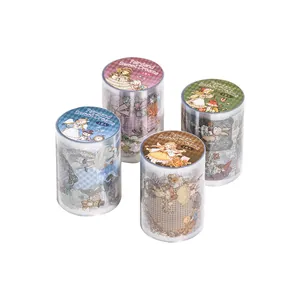 Retro PET die-cut washi tape set featuring Fairyland Sweet Dreams theme for journaling