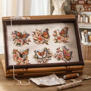 Vintage Butterfly PET Stickers Simulated Embroidery Floral Theme Decorative Aesthetic Decals For Scrapbooking DIY Journaling