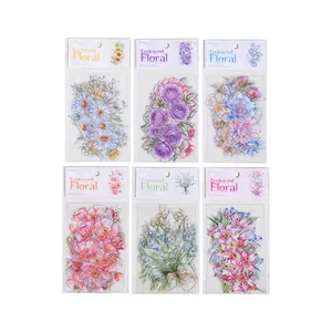 Large iridescent floral sticker pack set with realistic flower designs.