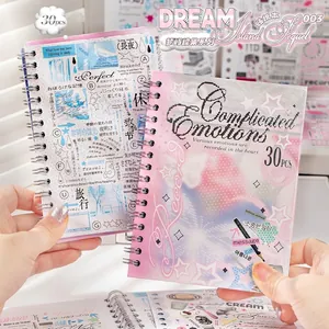 Libro de Pegatinas de Estilo Coreano Encuadernación de Espiral Estética Dream Island Sequel Pegatinas Decorativas para Diarios Decoración de Fundas de Teléfono DIY