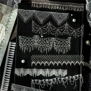 Elegant white lace PET stickers for scrapbooking, journaling and DIY crafts decoration