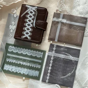 Elegant PET lace stickers set for vintage scrapbooking and journal decoration