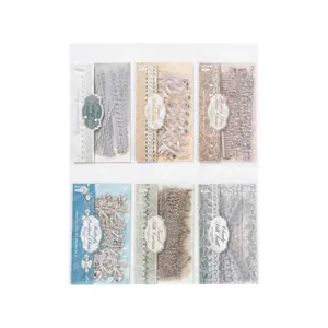 Set of PET decorative sticker packs with European vintage lace and ribbon patterns