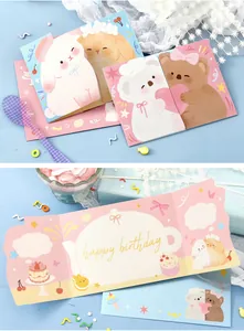 Interior detail of a cute animal birthday card with a teapot-shaped message area.