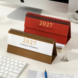 2027 Mini Tischkalender Horizontal Minimalistisch Planer Monatsplaner Notizbuch Schreibtisch Deko Rot Braun Büro Schule Schreibwaren