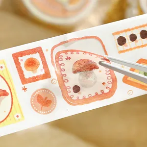 Artistic mushroom and plant die-cut washi tape stickers for DIY journal scrapbooking
