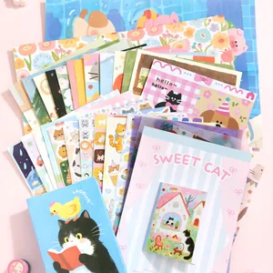 Set de matériel de journal chat et chien mignon avec autocollants et notes