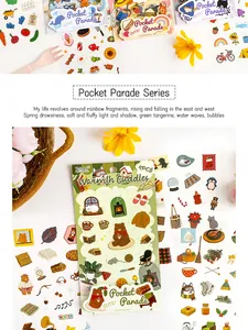 Kreative Pocket Parade PET-Aufkleber für Journaling mit süßen Tierillustrationen