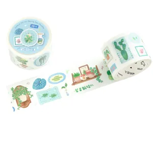 Cardlover botanical themed die-cut washi tape with green watercolor plant patterns for journaling