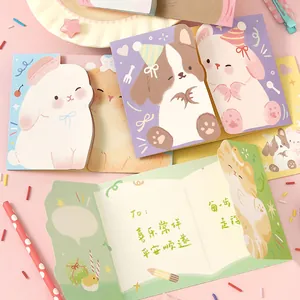 Cute animal theme greeting cards for holiday messages and gift notes, pastel colors.