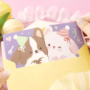 Cute animal themed message cards for friends featuring dog and bunny illustrations