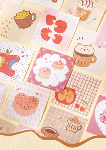 Detailed view of cute hand-drawn mini sticky notes featuring sweet shop illustrations