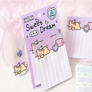 Cute NOTE FOR Sweet Dream lavender sticky notes with cute bear illustrations, 60 sheets