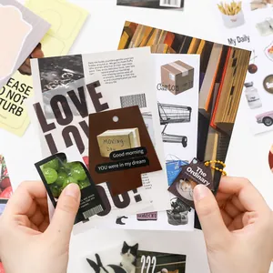 Variety pack of aesthetic journaling stickers with English phrases and illustrations