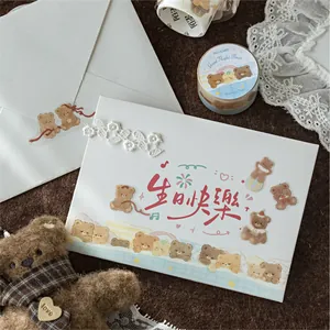 Schattige beer PET tape en decoratieve stickers set voor DIY journaling en knutselen