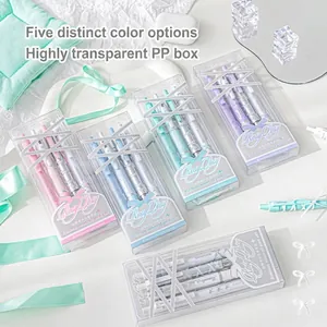 RosyPosy Ballet Ribbon Gel Pen Set Romantic Bubble ST Tip Black Ink Neutral Pens For Student School Office Writing Gift