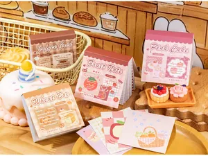 Miniature memo sticker book set featuring cute dessert shop themed illustrations