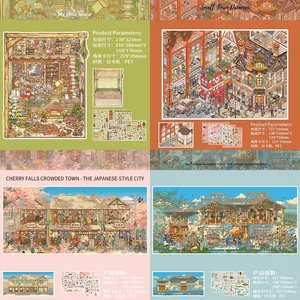 Libro de Pegatinas de Paisaje 3D Estilo Nacional Chino Pegatinas Decorativas de PET para Scrapbooking DIY Papelería Regalo