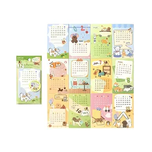 Cute dog theme self-fill 12-month calendar stickers for DIY planner and diary decoration