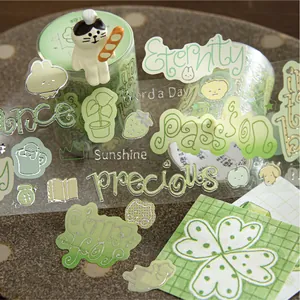 PET washi tape with silver foil stamping and creative illustrations for DIY scrapbooking