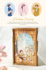 Vintage French style die-cut sticker book featuring elegant lady illustrations in a frame