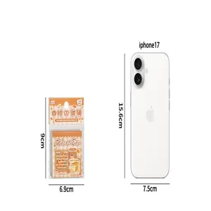 Size comparison of cute bread theme sticky note book with a smartphone scale.