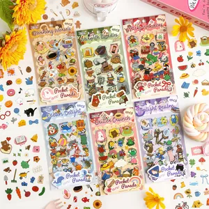 Pocket Parade Serie PET Aufkleber Cartoon Tiere Essen Meeresleben Wasserdicht Dekorativ Scrapbooking DIY Planer Aufkleber