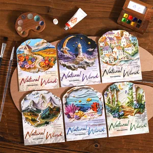 Natural Wind Serie Landschaft DIY Aufkleber Weißes Kraftpapier Vintage Ölgemälde Textur Stanzform Dekorative Scrapbooking Aufkleber