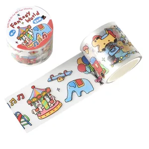 Cartoon doodle style matte die-cut PET tape with amusement park fantasy theme