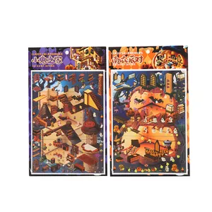 Halloween themed sticker set with ghost house and pumpkin party designs for DIY decor.