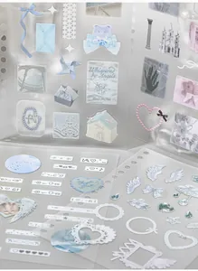 Detailweergave van Koreaanse balletcore PET-stickers met engelmotieven