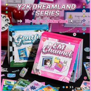 Y2K Dreamcore Τετράγωνο Βιβλίο με Αυτοκόλλητα 20 Φύλλα Ρετρό Internet Pixel Art Υλικό για Θήκη Κινητού Laptop Διακόσμηση Scrapbooking