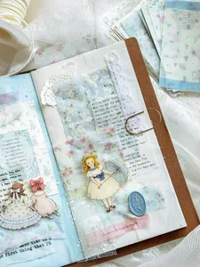Beautiful vintage floral paper collage with stickers for junk journals and scrapbooking