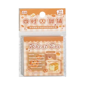 Cute bread-themed mini memo stickers set with 50 pieces for journaling and decor