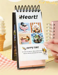 Close-up detail of 3D texture die-cut sticker book with food-themed designs and spiral binding