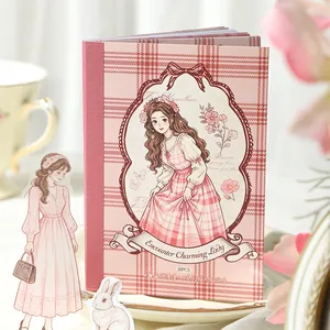 French Vintage Romantic Girl Die-cut Sticker Book Washi PET Material Decorative Stationery Stickers 20 Sheets For Journal