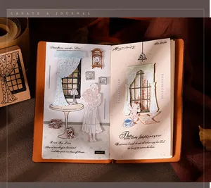 Detailansicht von Holzstempeln für ein kreatives Journal-Layout mit Fenstermotiven.